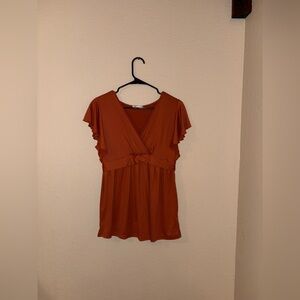Women's Orange Ruffled Top